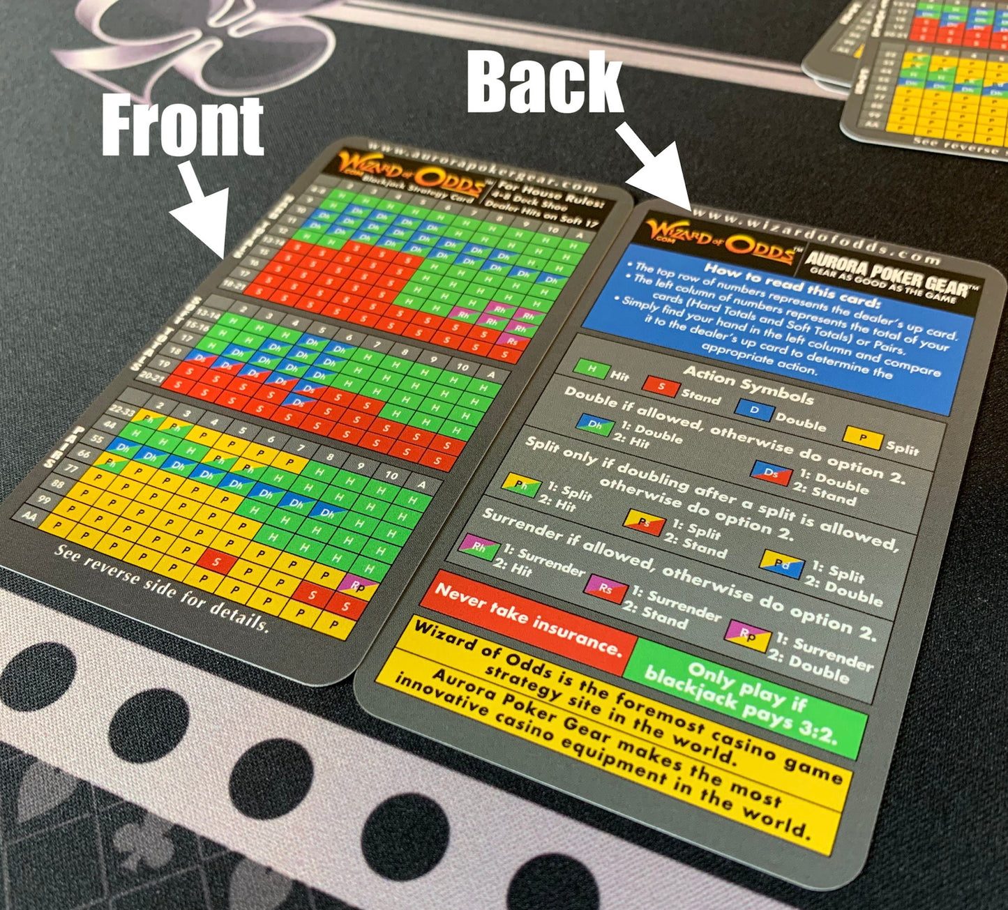 Wizard of Odds Blackjack Strategy Cards - 4-8 Deck, Dealer Stands Soft 17