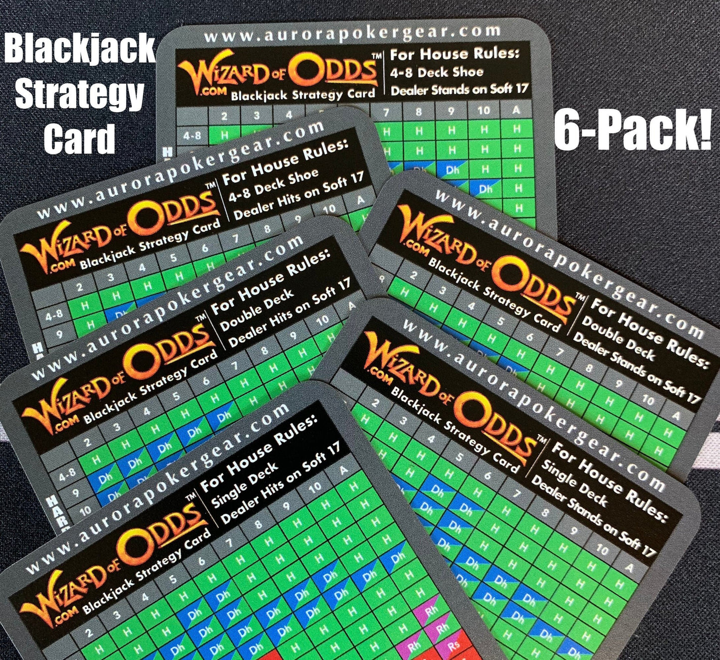 Wizard of Odds Blackjack Strategy Cards - 6-Pack!